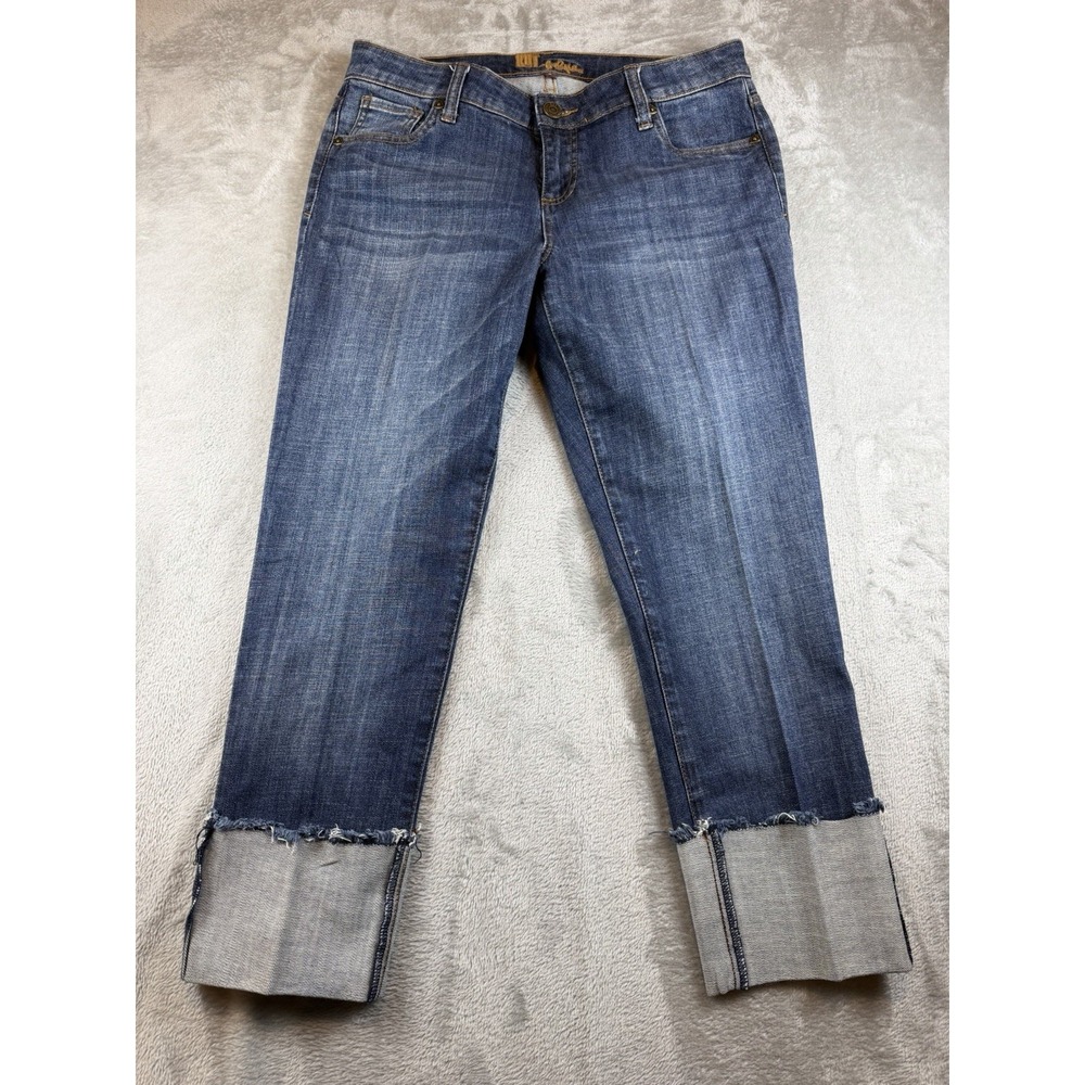 KUT From The Kloth Jeans Women's Size 8 Boyfriend Medium/Dark Wash Cuffed